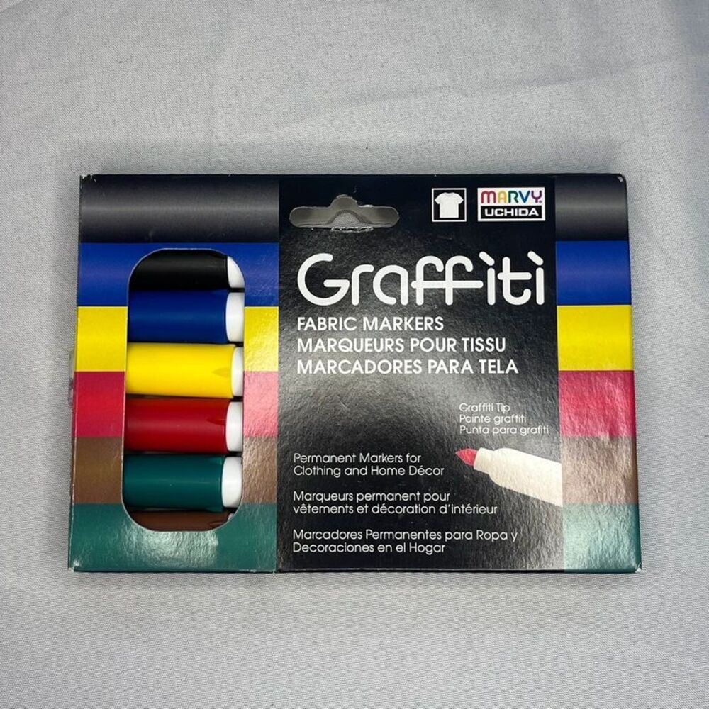 Marvy Uchida Graffiti Fabric Markers – 6-Pack, Permanent